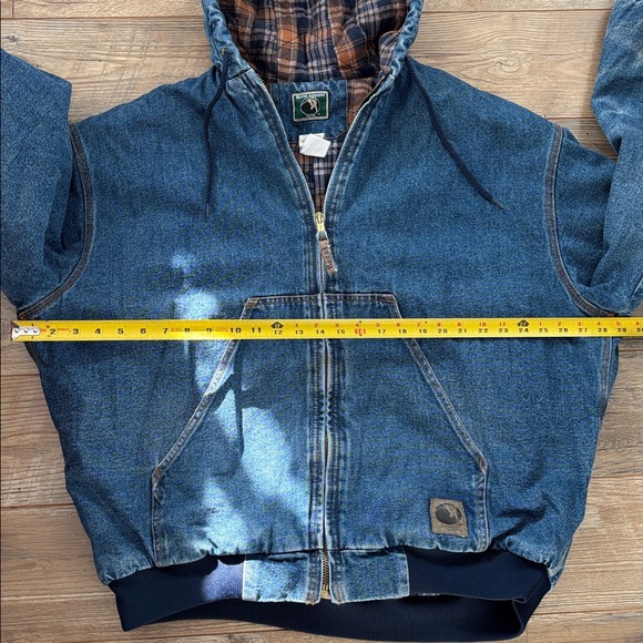 VTG Berne Men's 2XL Blue Denim Jean Bomber Hooded
Flannel Lined Jacket Coat - Picture 6 of 10